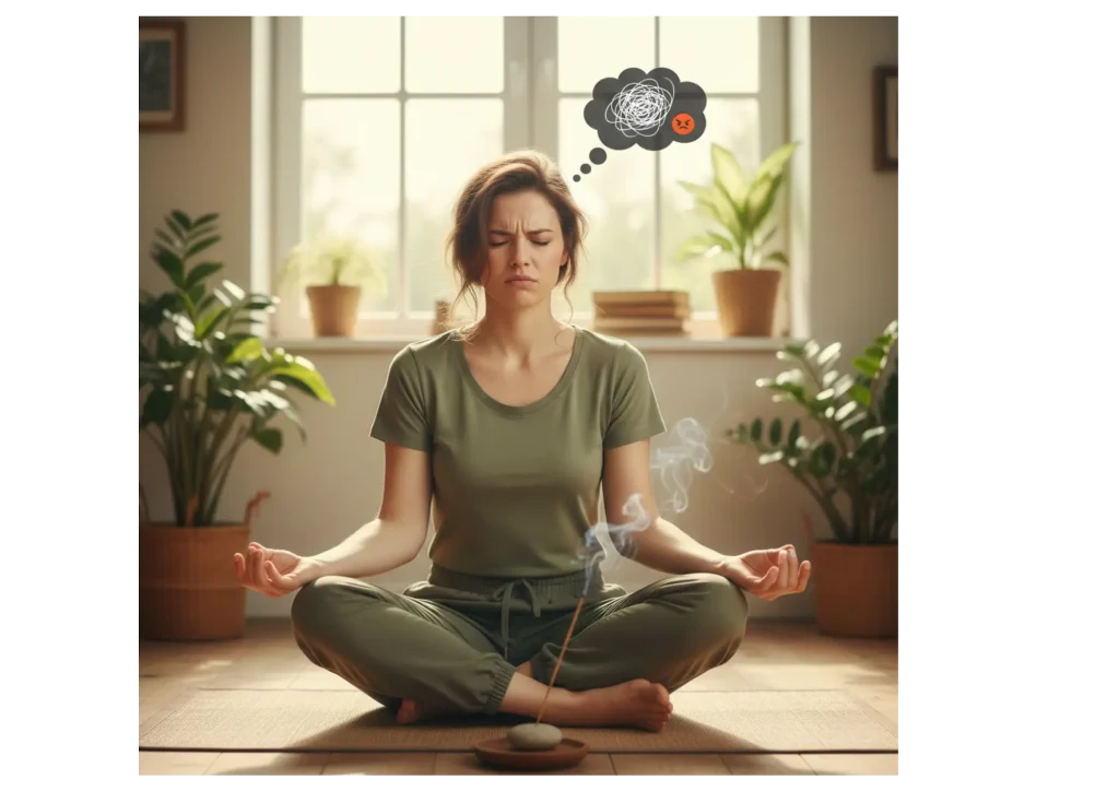 frustrated woman meditation