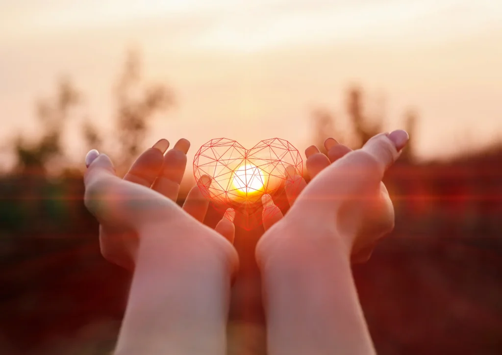 Khalil Gibran Zitat Arbeit ist sichtbargemachte Liebe umrahmt von Blumenkranz in der Natur