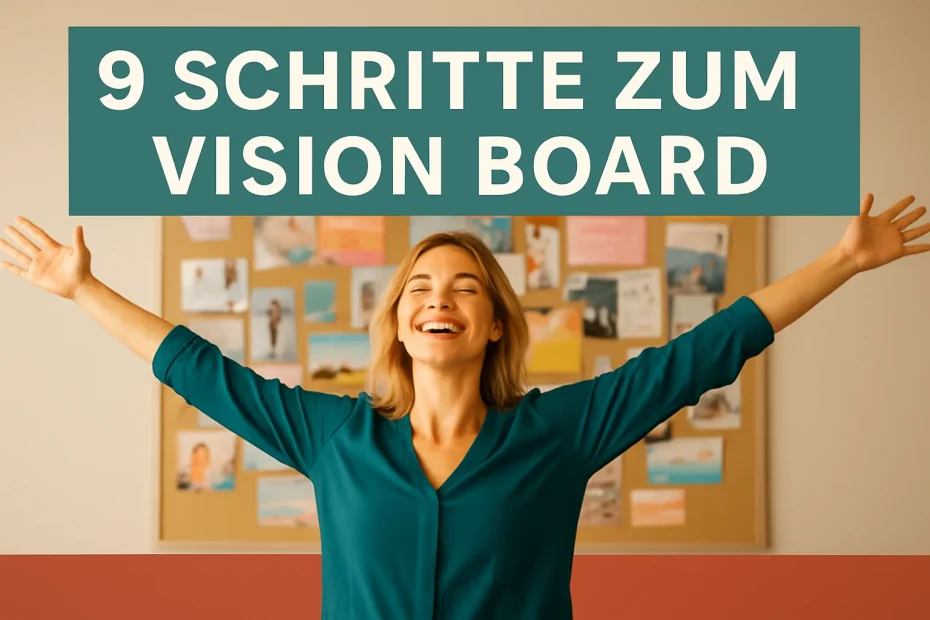 Frau erstellt Vision Board fürs neue Jahr – Schritt für Schritt Anleitung