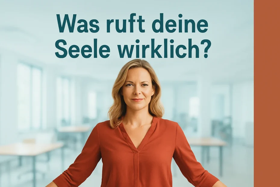 Berufliche Veränderung: Frau in kraftvoller Pose mit Text über ihr Leben