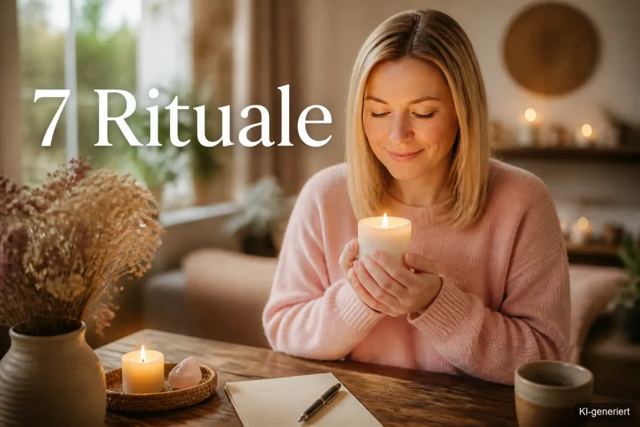 Frau entzündet eine Kerze als Neuanfang Ritual im Januar