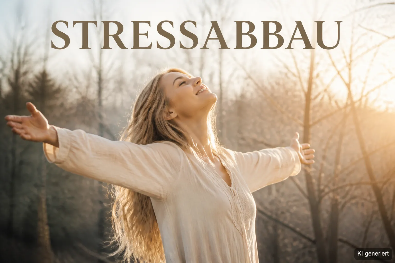 Stressabbau im Februar: Frau findet innere Ruhe mit 9 Techniken