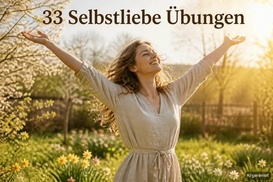 Frau erblüht im Frühling mit Selbstliebe Übungen für März