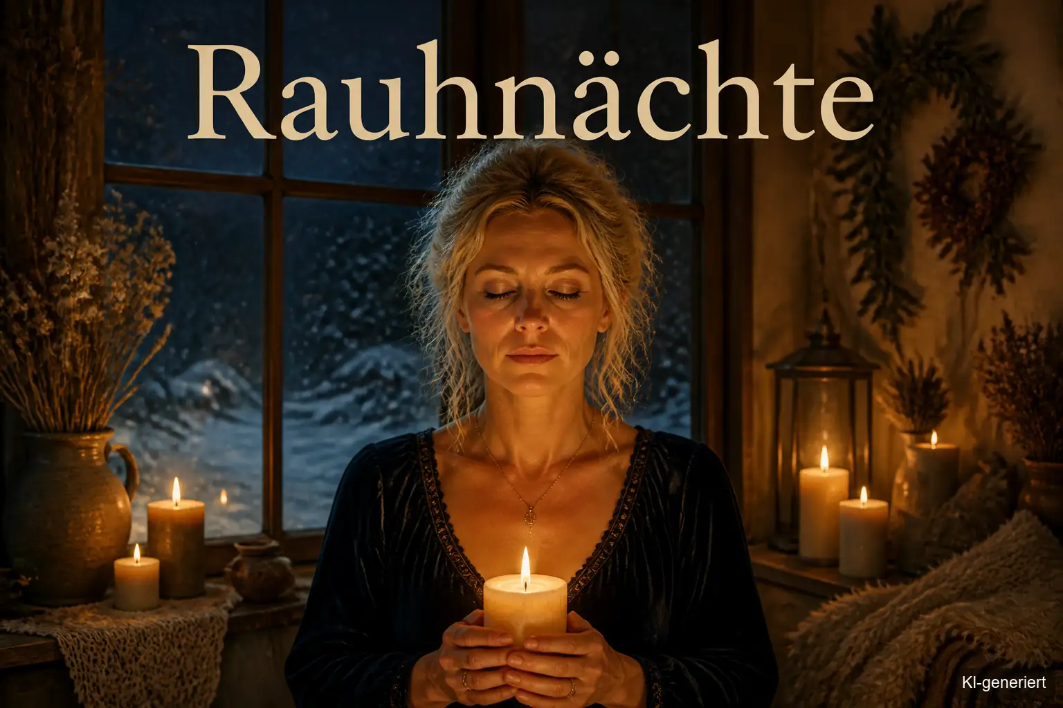 Frau mit Kerze nutzt Rauhnächte im Januar für innere Klarheit und innere Ausrichtung