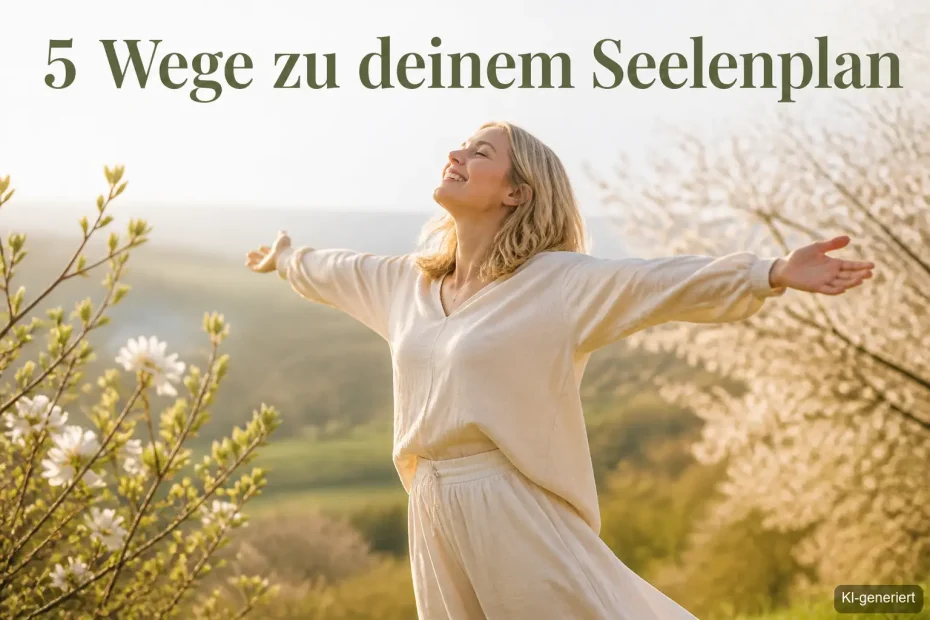 Frau streckt die Arme aus in Frühlingslandschaft – 5 Wege den Seelenplan im April erkennen