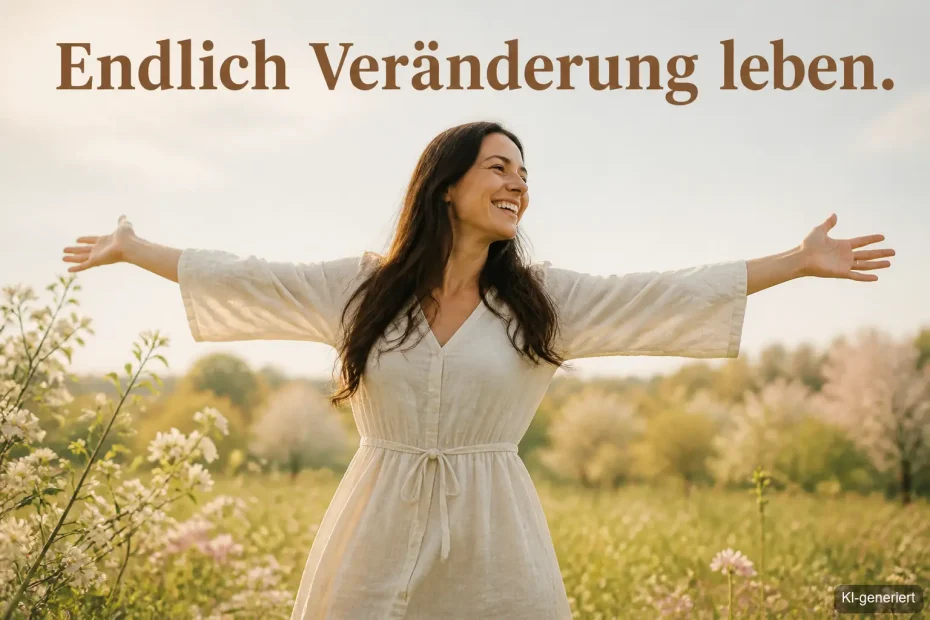 Frau im Frühling mit innerer Klarheit und Aufbruchsstimmung für Veränderung leben und Selbstfindungsreise