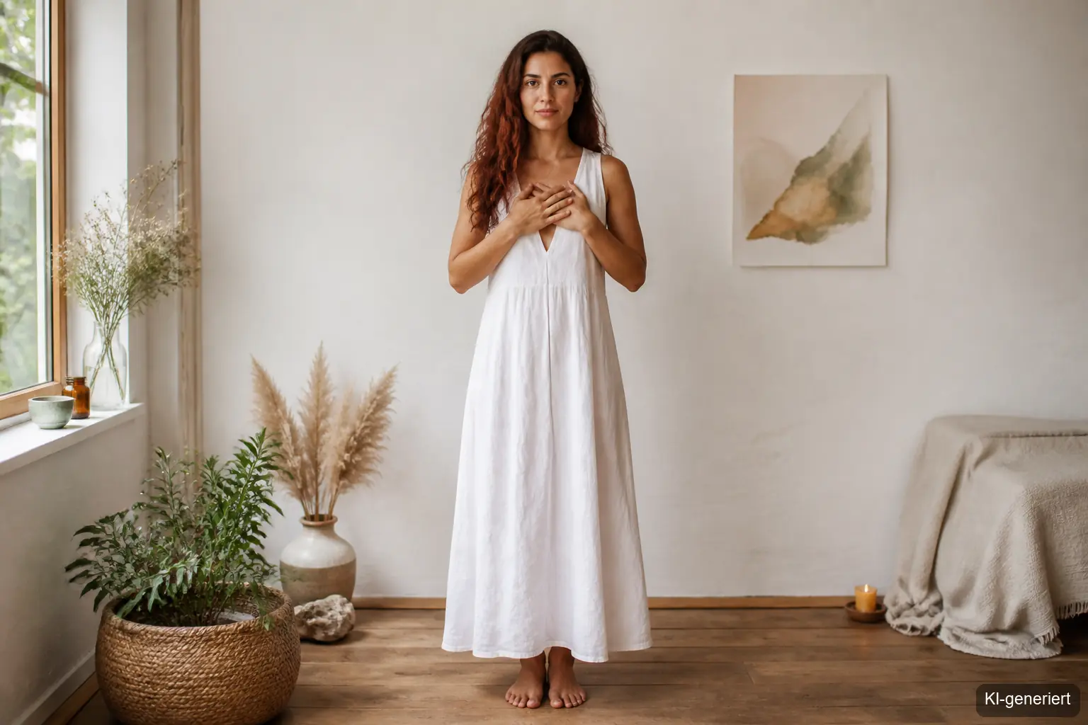 Frau hält Kerze in Händen, Februar-Ritual, inneres Kind heilen Meditation