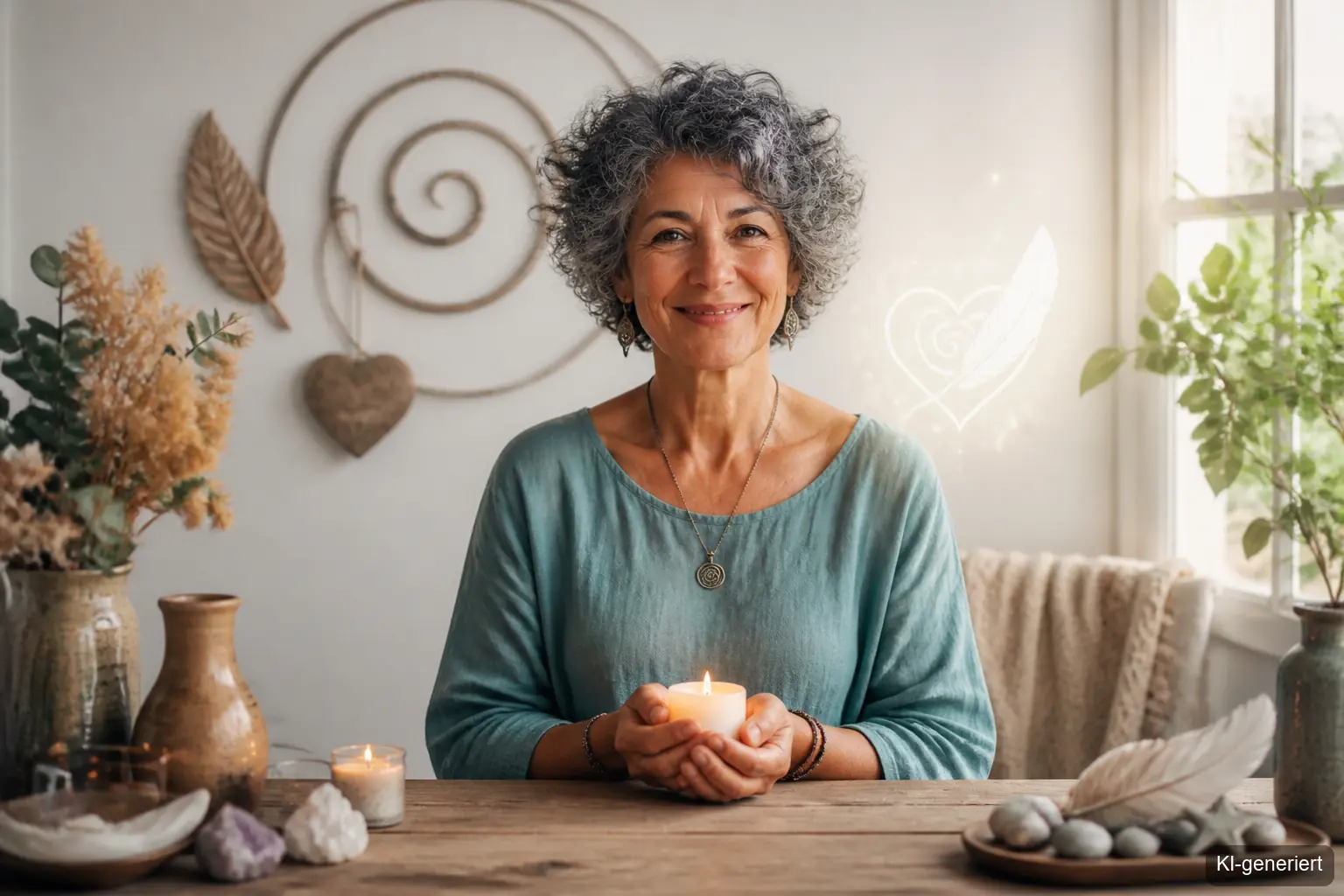 Frau mit Neumond Januar Intention lächelt entschlossen in die Kamera