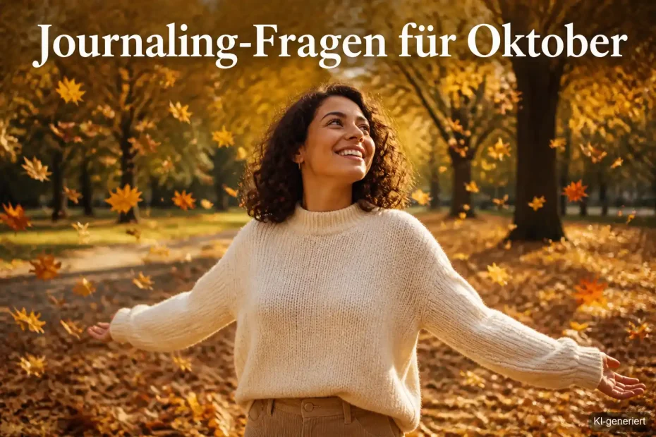 Journaling Ideen für den Oktober: Frau schreibt 21 Journaling-Fragen in ihr Notizbuch