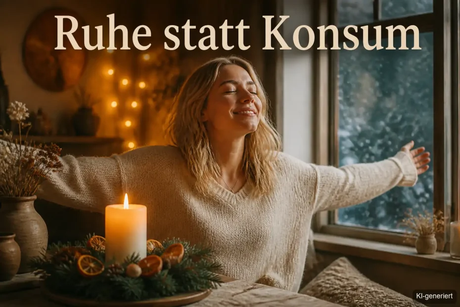 Adventskalender für Erwachsene: Frau zündet in der dunklen Jahreszeit eine Kerze an als Ritual für mehr Ruhe