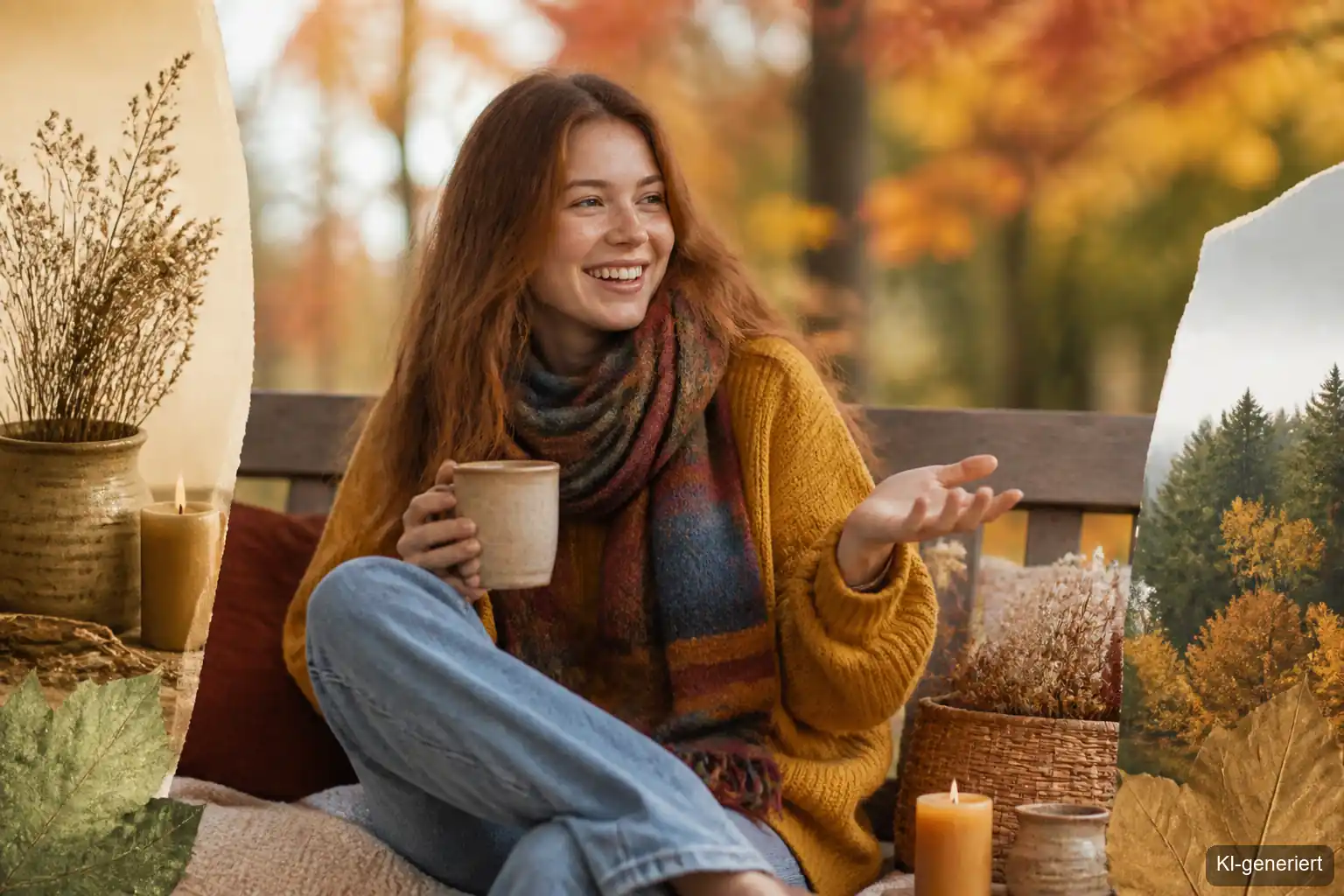 Journaling Fragen deutsch: eine Frau im Gespräch mit ihrer Seele beim Oktober Journaling